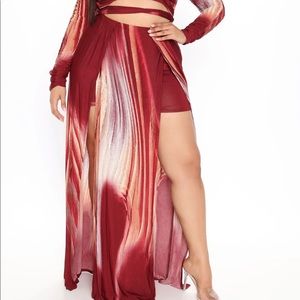 Girl on Fire Maxi Dress- Burgundy 2X fashion nova new